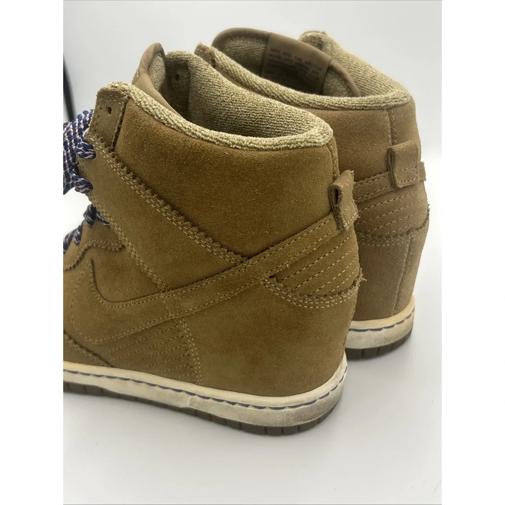 Nike Dunk High Sky Hi Brown Suede Filbert Sz 8 528899-201 Hidden Wedge Lace Up